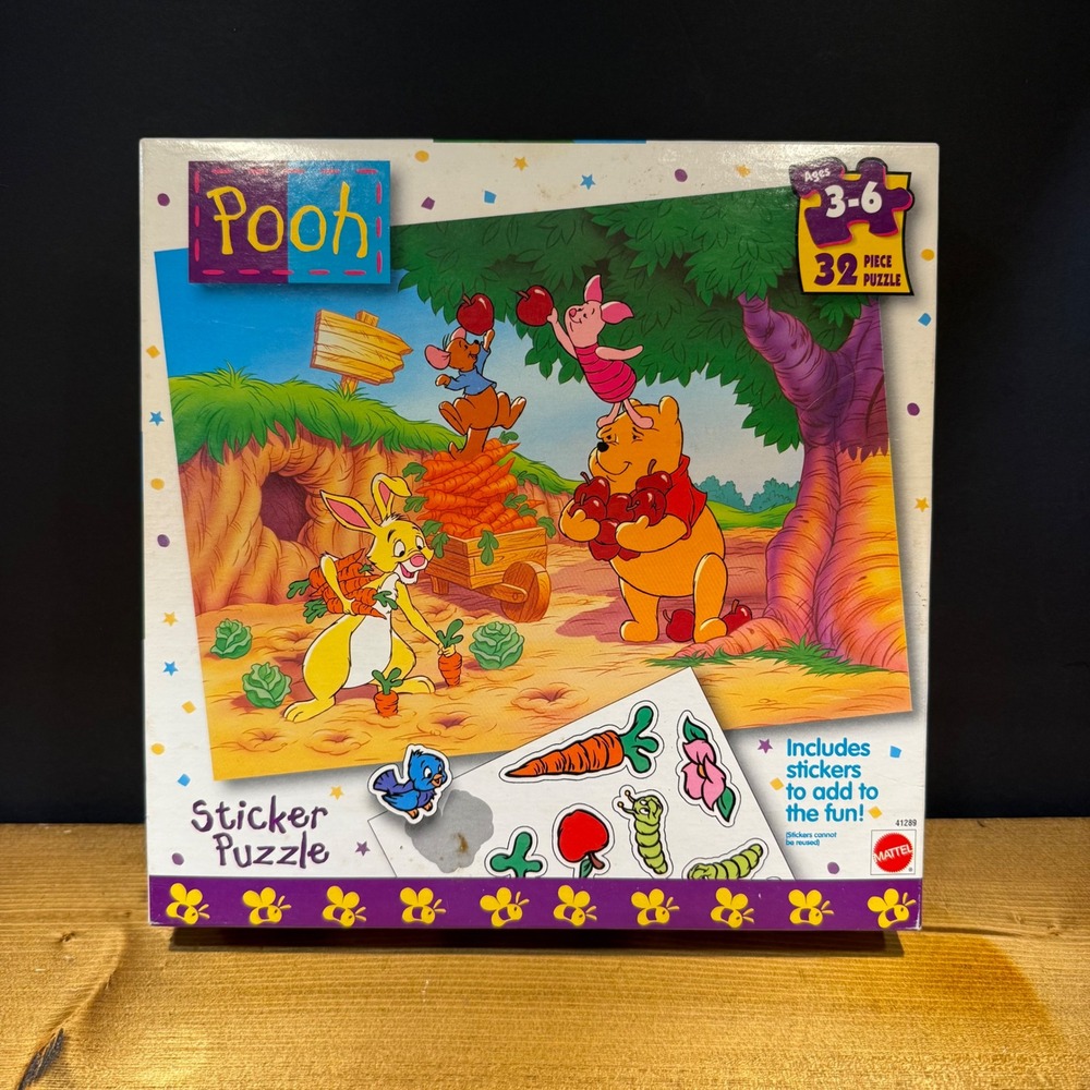 Vintage Winnie the Pooh Sticker Puzzle 32 Piece Mattel Ages 3-6 SEALED!